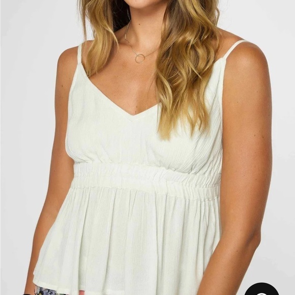 NWT O’Neill Kelby Sleeveless Peplum Top in Aqua Sky Green/White - Picture 4 of 8